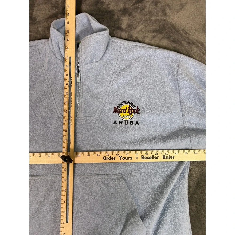 Vintage‎ Hard Rock Cafe Aruba Pullover Fleece Sweatshirt Quarter Zip Blue Size L